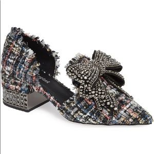 Valenti Embellished Bow Loafer Black Multi Tweed